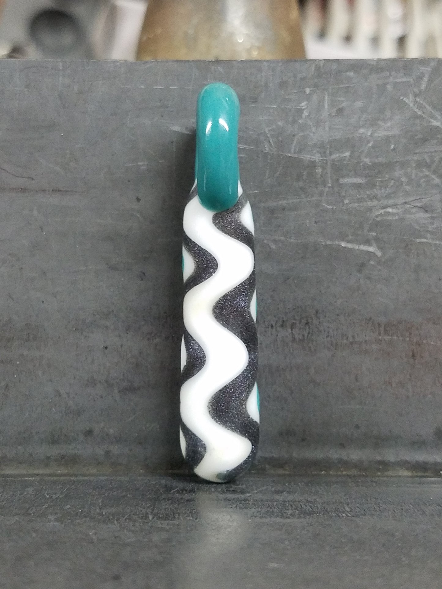 Zig-Zag Pendant - Teal, Green, and White