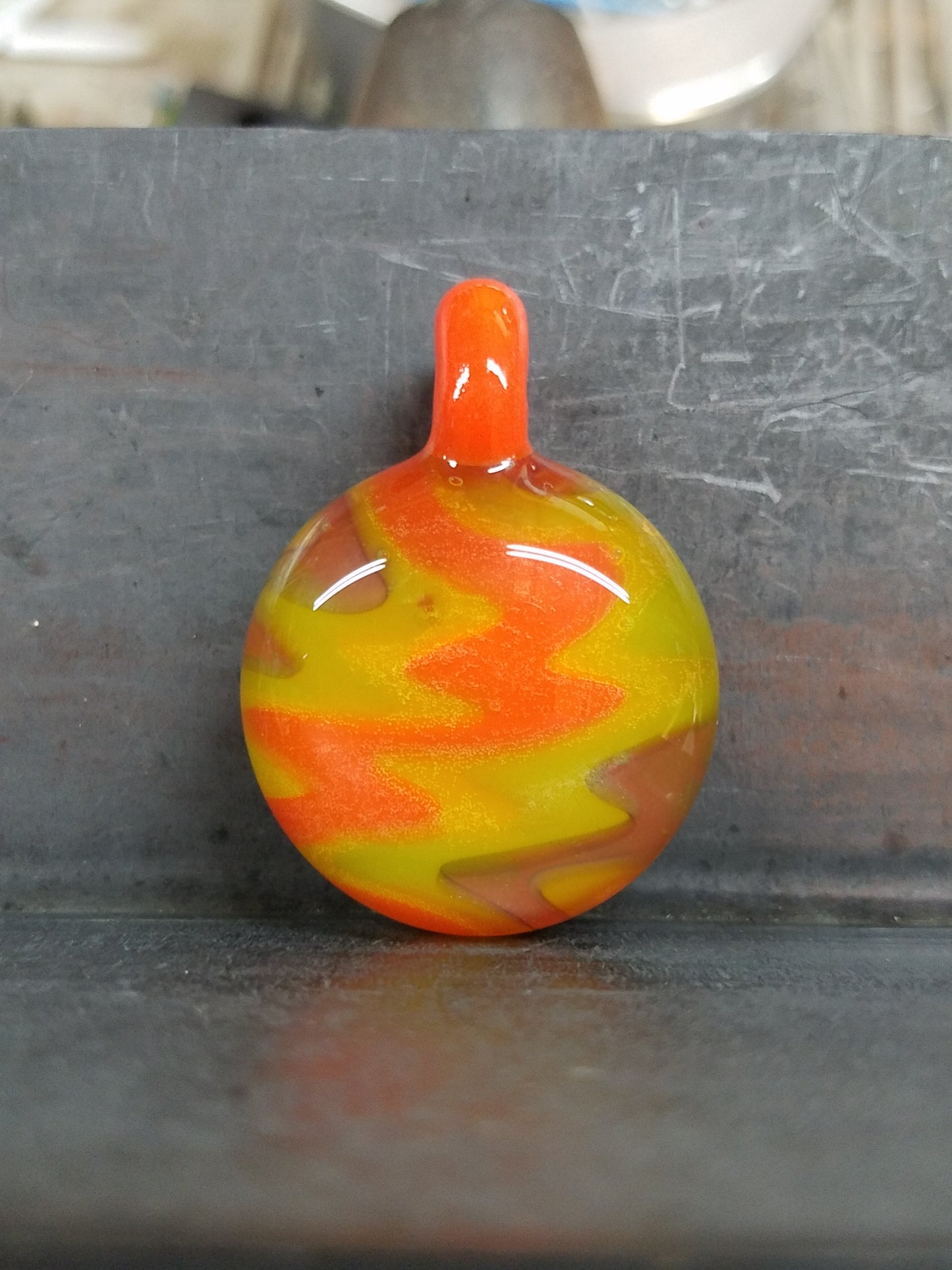 Zig-Zag Pendant - Orange and Yellow