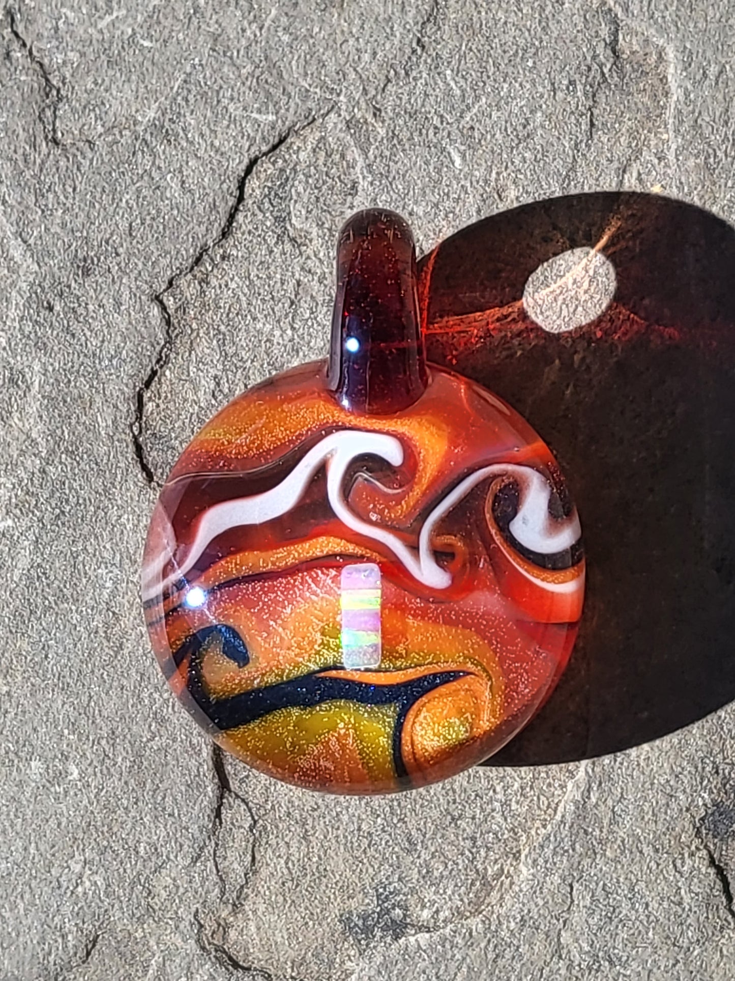 Chaos Pendant - Red, Orange, and Yellow - Opal
