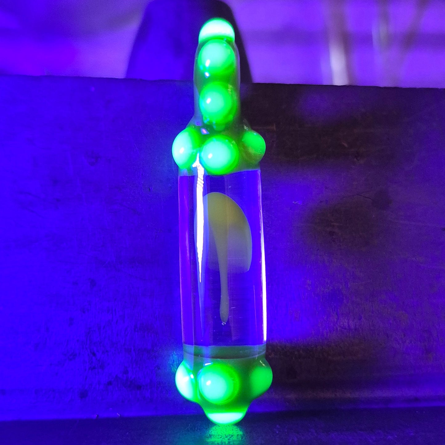 Encapsuled Mushroom UV Pendant - Canary Yellow Mushroom, Timber Green Capsule, Green Ion Dots