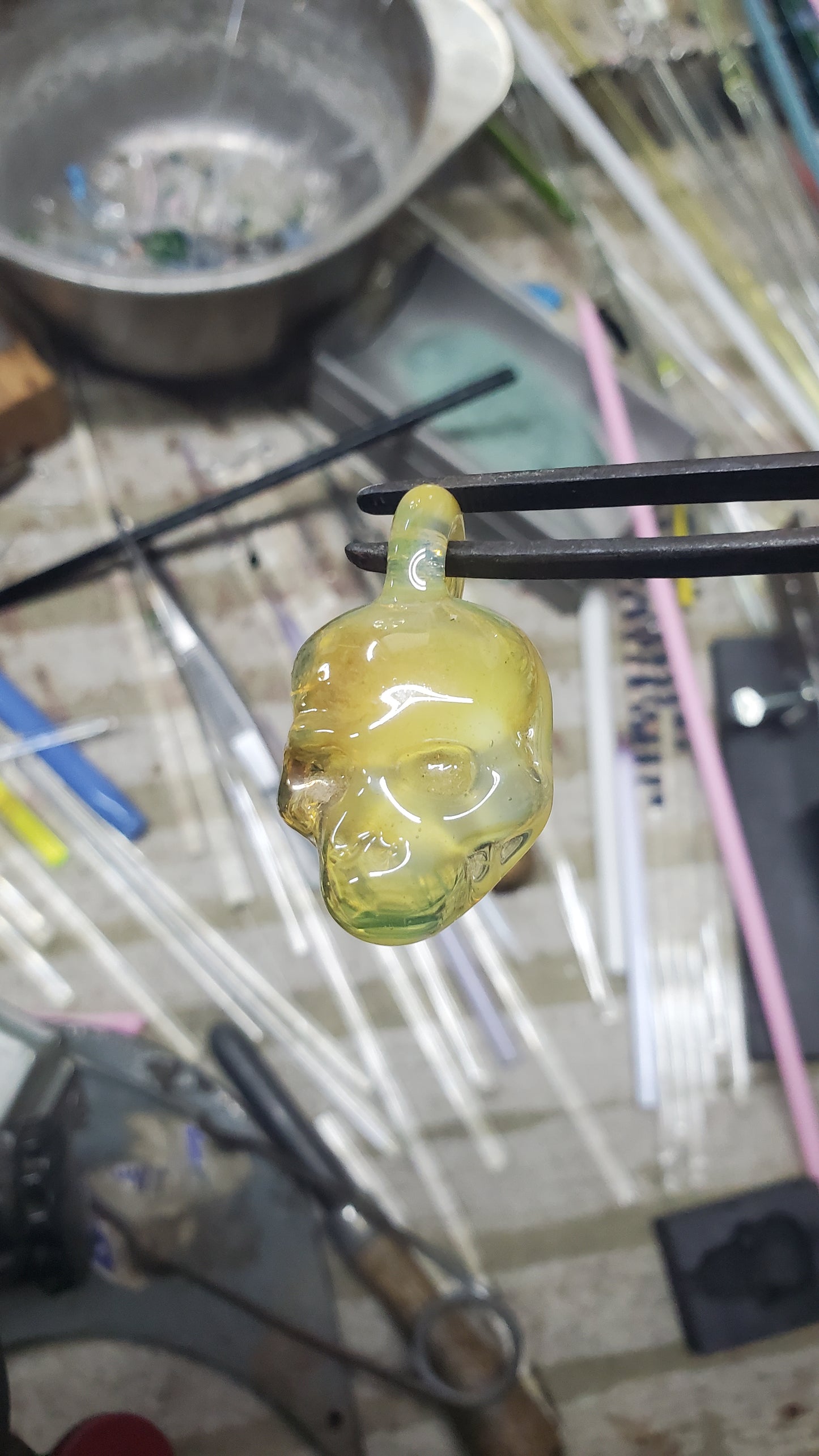 Skull Pendant - Fumed Half Skull