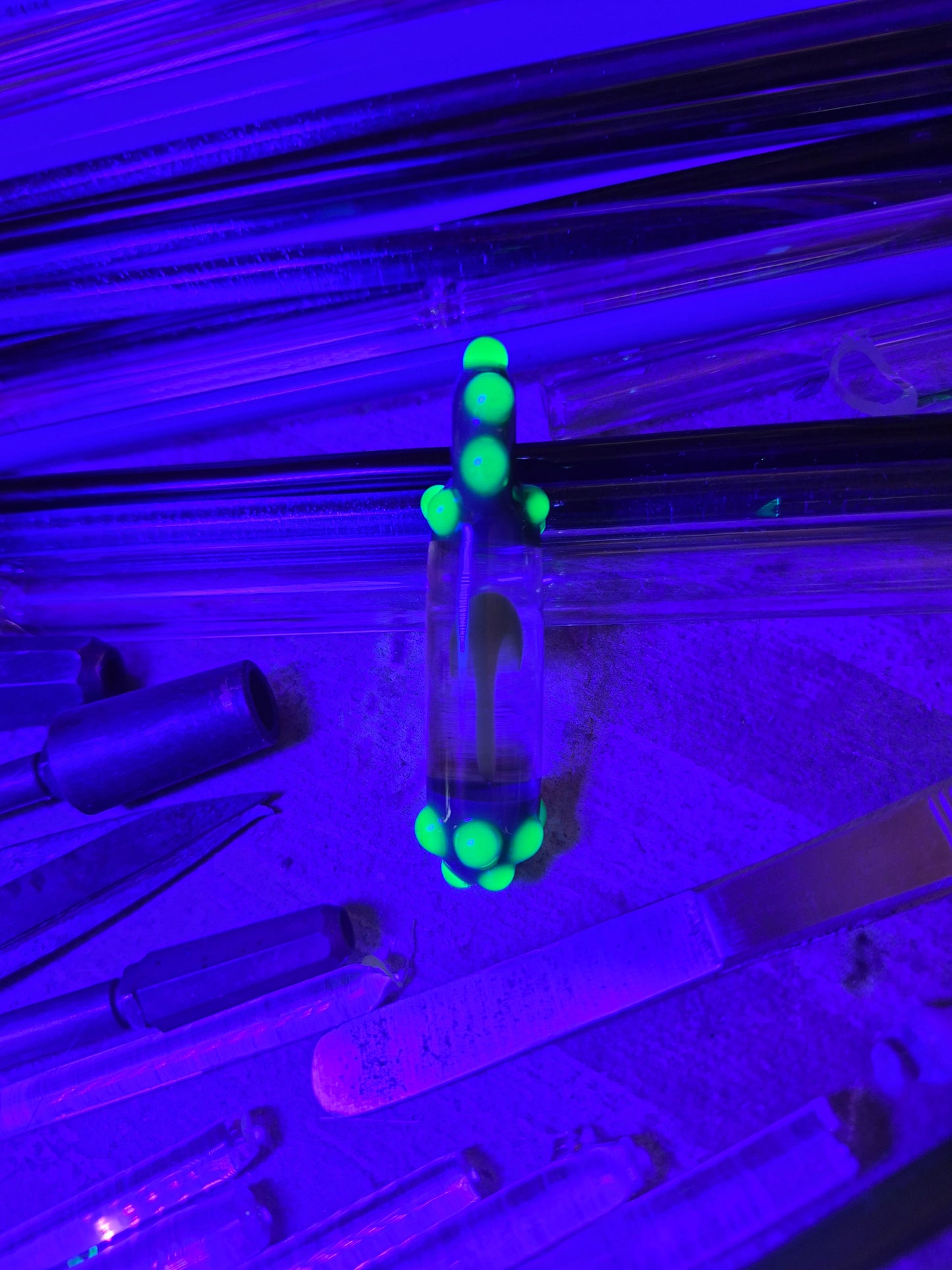 Encapsuled Mushroom UV Pendant - Timber Green Mushroom, Shamrock Green Capsule, and Green Ion Dots
