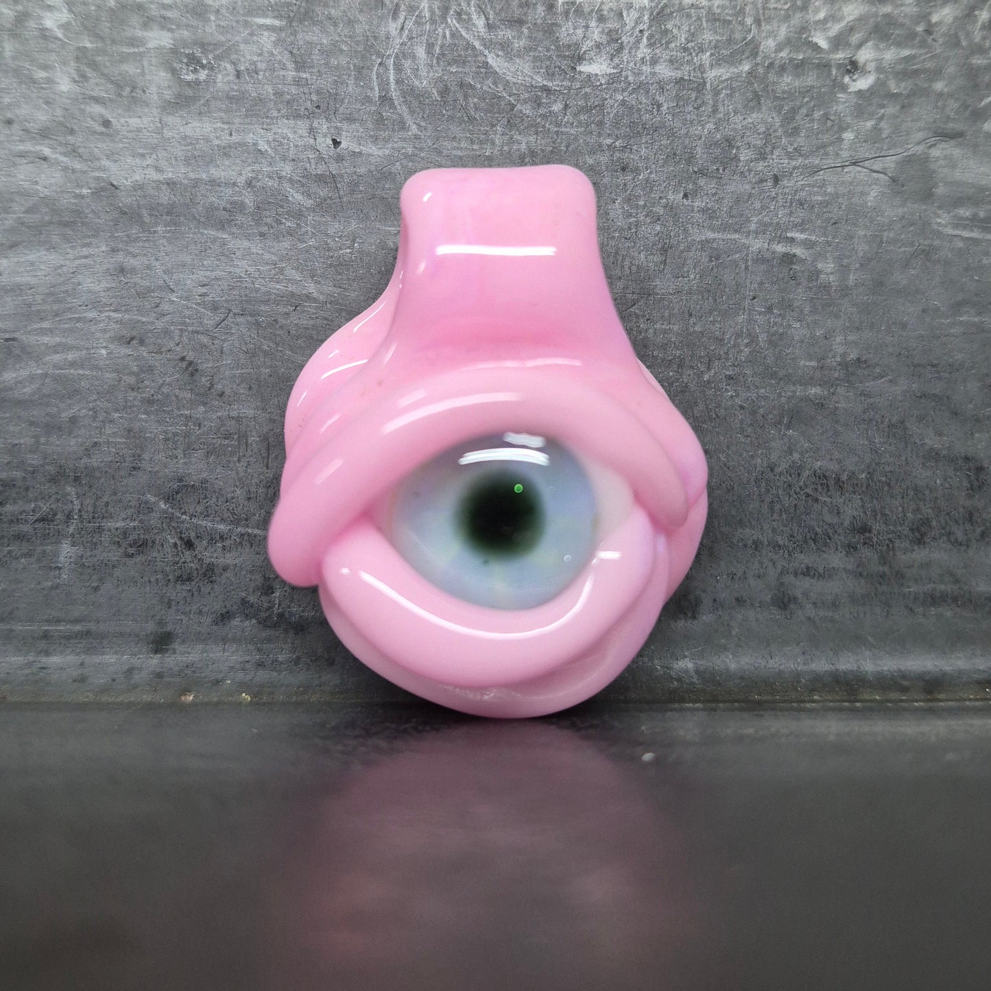 Eye Pendant - Pink Cadillac Eye and Green Ion Iris UV Eye Pendant