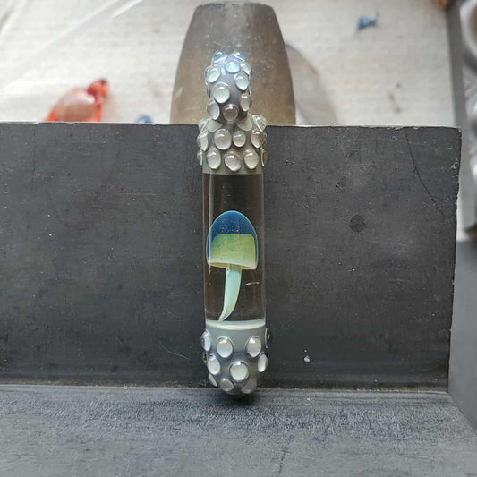 Encapsuled Mushroom Pendant - Blue and Yellow Mushroom