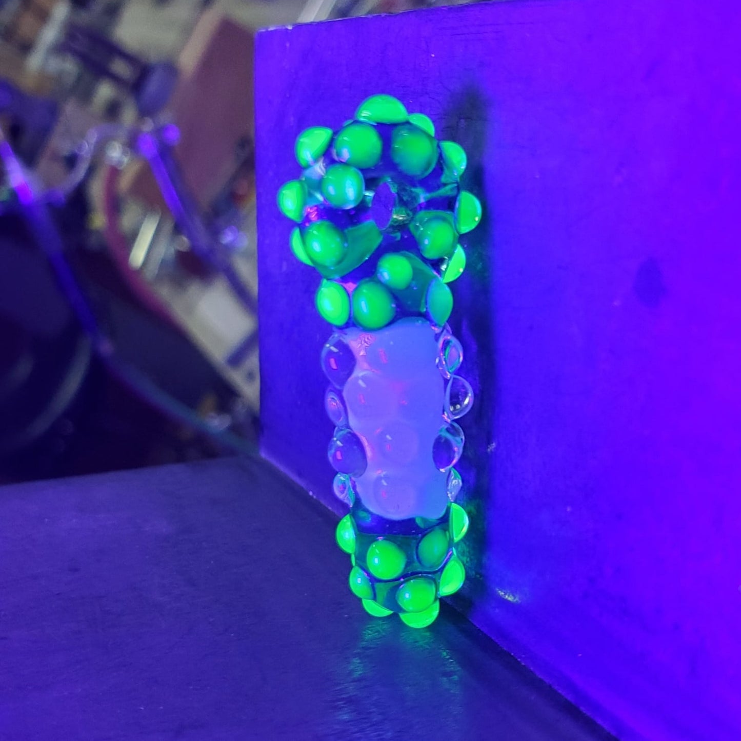 Bumpy Sensory Pendant - Blue Stardust and Green Ion UV