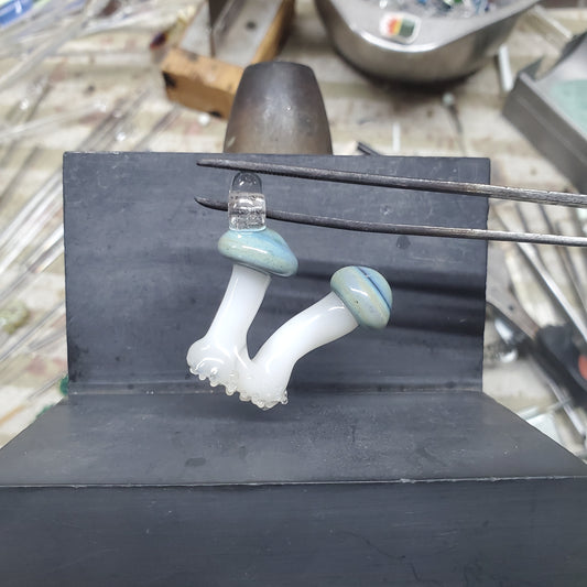 Mushroom Pendant - Blue, and Glowstick UV
