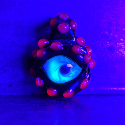 Eye Pendant - Green X Eye, Green Ion Iris, and Pink Flamingo Dots UV Eye Pendant