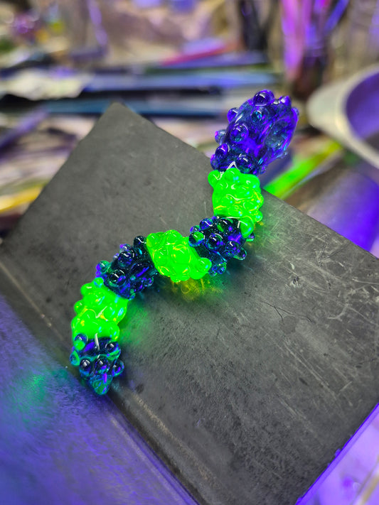 Bumpy Sensory Pendant - Blue Stardust and Green Ion UV Bumpy Sensory Gummy Worm Penant