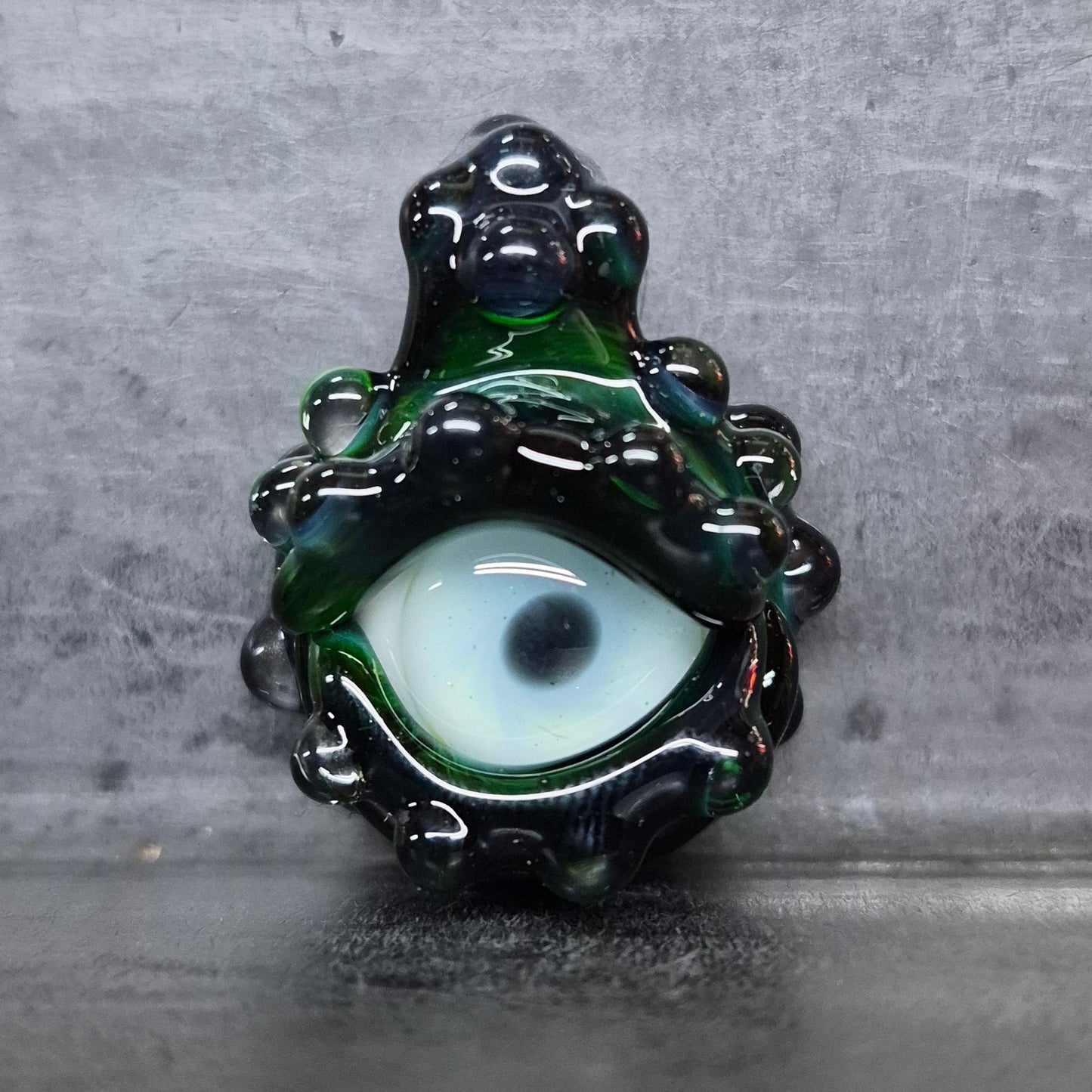 Eye Pendant - Green X Eye, Green Ion Iris, and Pink Flamingo Dots UV Eye Pendant
