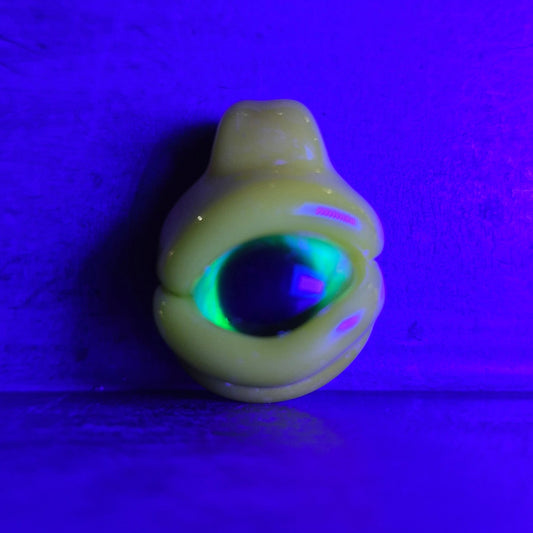 Eye Pendant - Banana Yellow Eye, and Green Ion Iris UV Eye Pendant