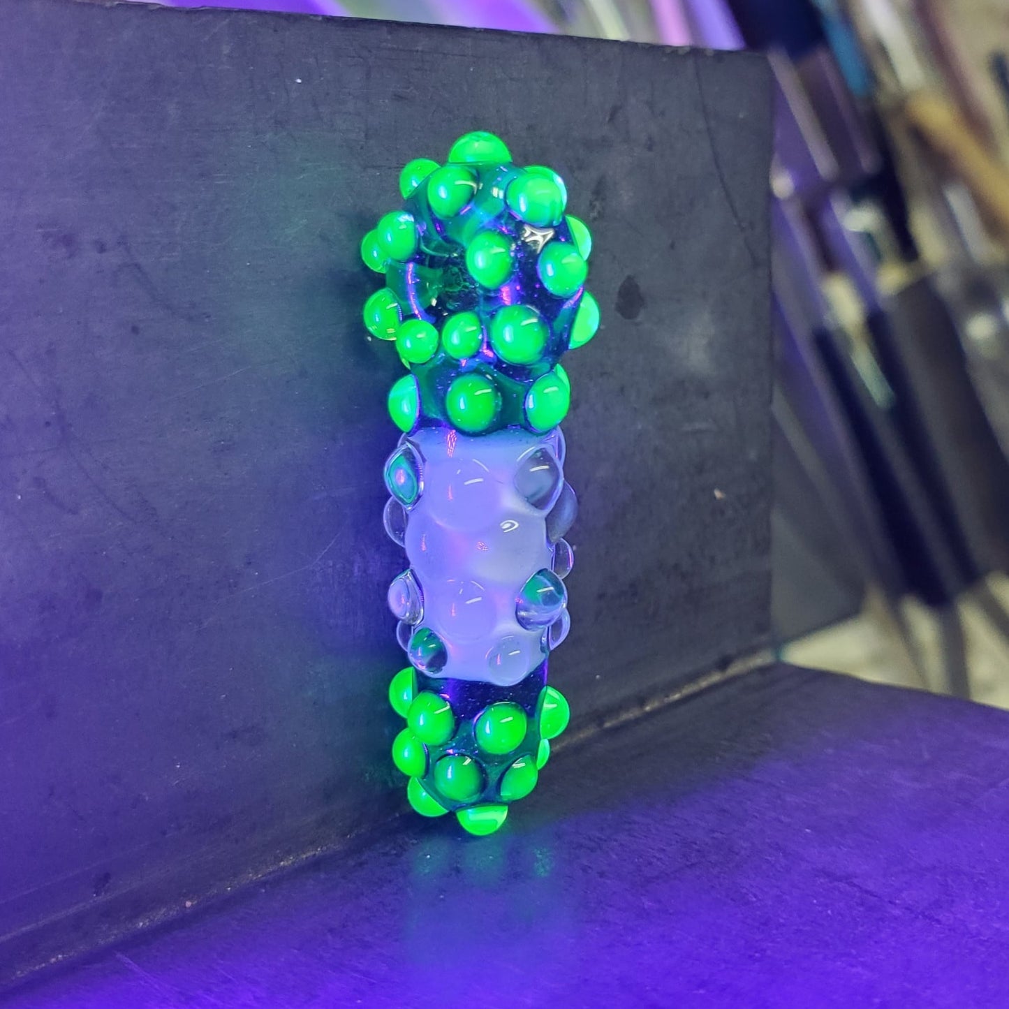 Bumpy Sensory Pendant - Blue Stardust and Green Ion UV