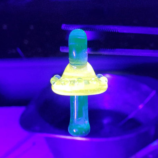 Mushroom Pendant - Blue and Yellow UV