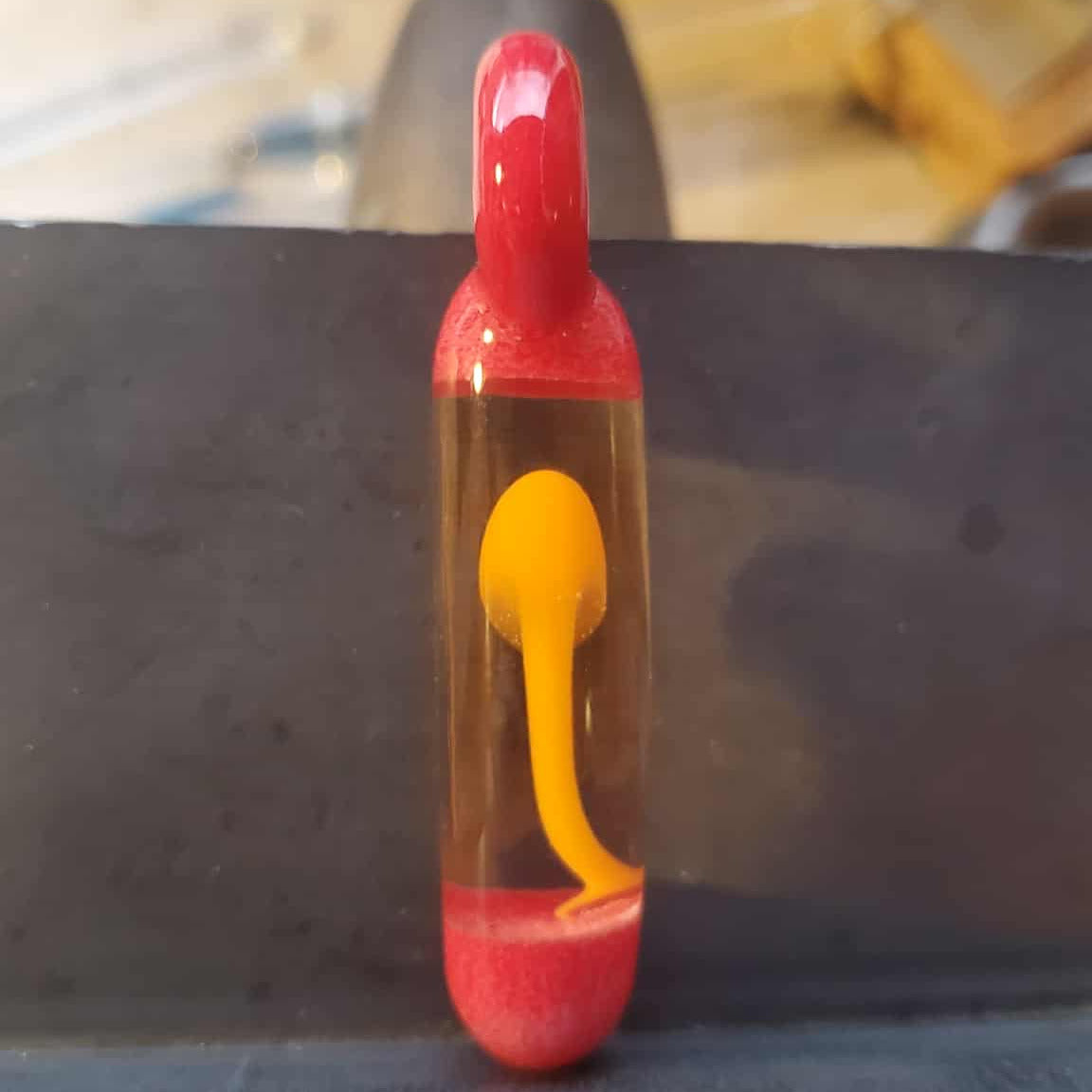 Encapsuled Mushroom Pendant - Orange Mushroom Red Capsule